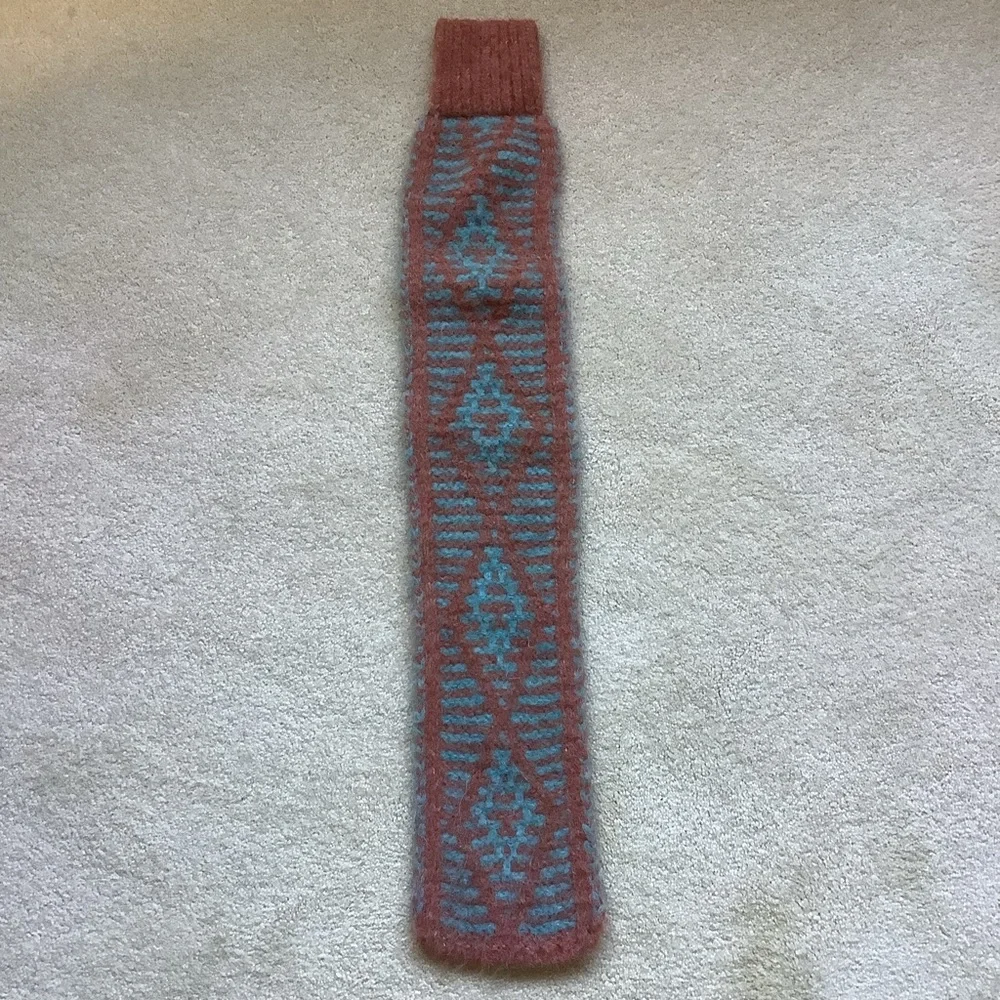 Coral and Turquoise Knit Loop Scarf
